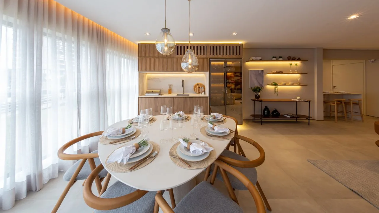 Sala integrada com terraço — 189m²